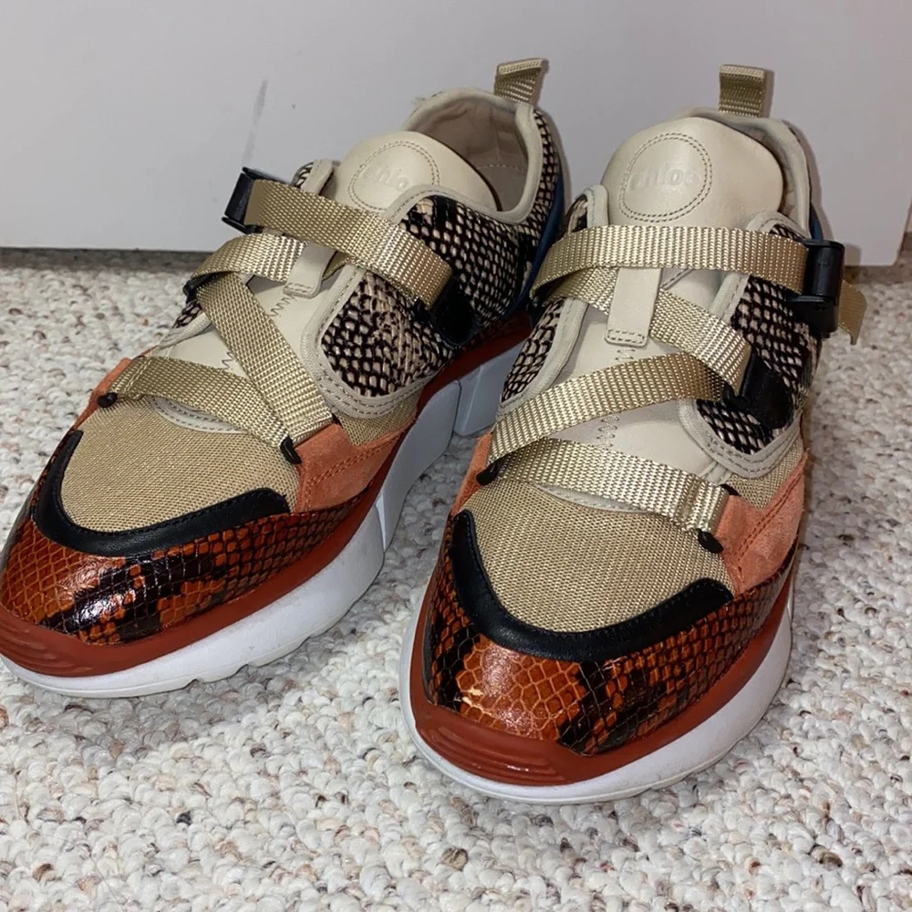 Chloé- authentic designer Sonnie Snakeskin Sneakers multicolored - Picture 12 of 12